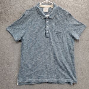 Billy Reid Polo Shirt Mens XXL Blue Stripe Short Sleeve